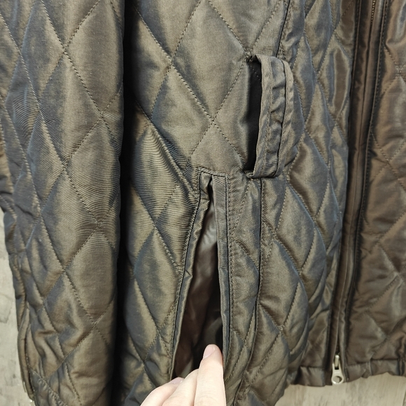Barbour Cameron Lux Quilted Belted Brown Zip Up Jacket Size 10 - Picture 4 of 13